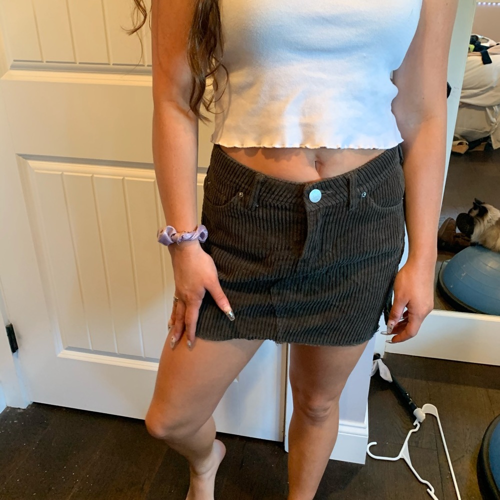 Green corduroy skirt